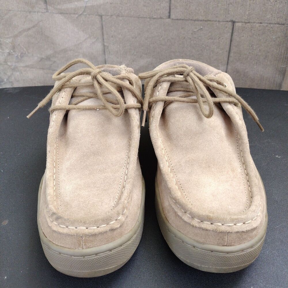 Vtg Skechers Moccasin Tan Suede Tough Shoes Mens Size 7 Platform Y2K Chunky 4223